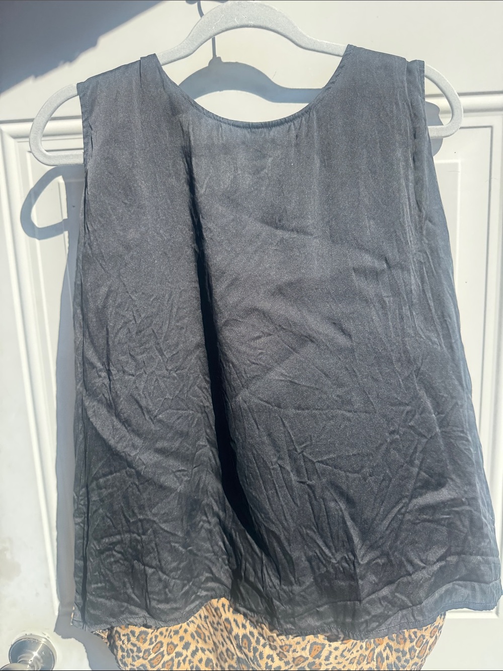 Jessica Holbrook 100% silk Leopard Print Sleeveless Tank Top - Black & Tan - Picture 2 of 3